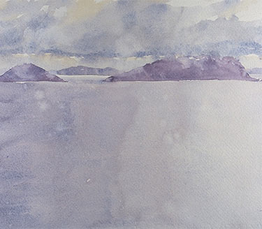 Robert Spellman watercolor of Ballinskelligs Bay in Ireland.